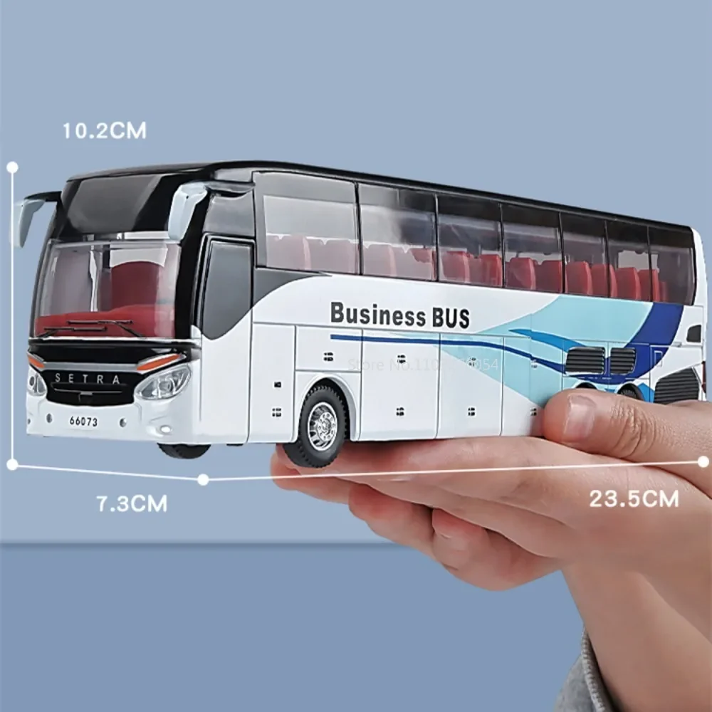 1/32 Legering Single-layer Bus Auto Model Speelgoed Diecast Simulatie Metalen Business Bus Voertuig Geluid Licht Trek kinderen Gift Speelgoed