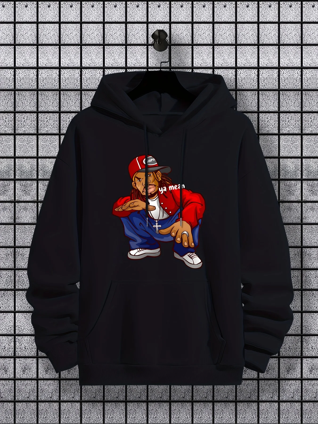 Men Sport Hip Hop Hoodie Classic Hip Hop Dreadlocks Rapper Front Print Fleece Sweatshirt Urban Street Sport Casual Clothes