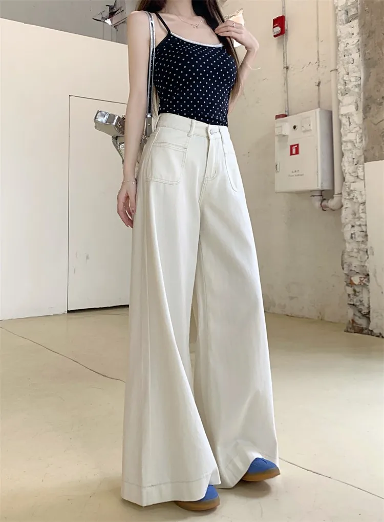 ZHISILAO New Baggy Wide Leg Jeans Women Vintage Boyfriend Floor Length Denim Pants Summer 2024