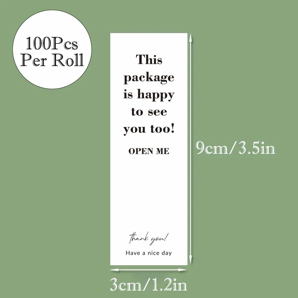 100pcs/roll Thank You Sticker Seal Labels Small Business Gift Decor Sticker This Package LS Happy To See You Too 3*9cm