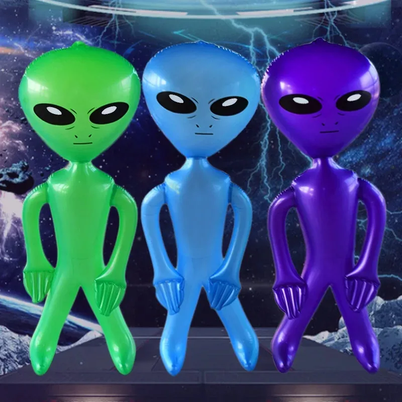 1pcs PVC Inflatable Toy Alien Doll Bar Party Alien Model Props Summer Beach Pool Water Toys Indoor Outdoor Festival Decorations