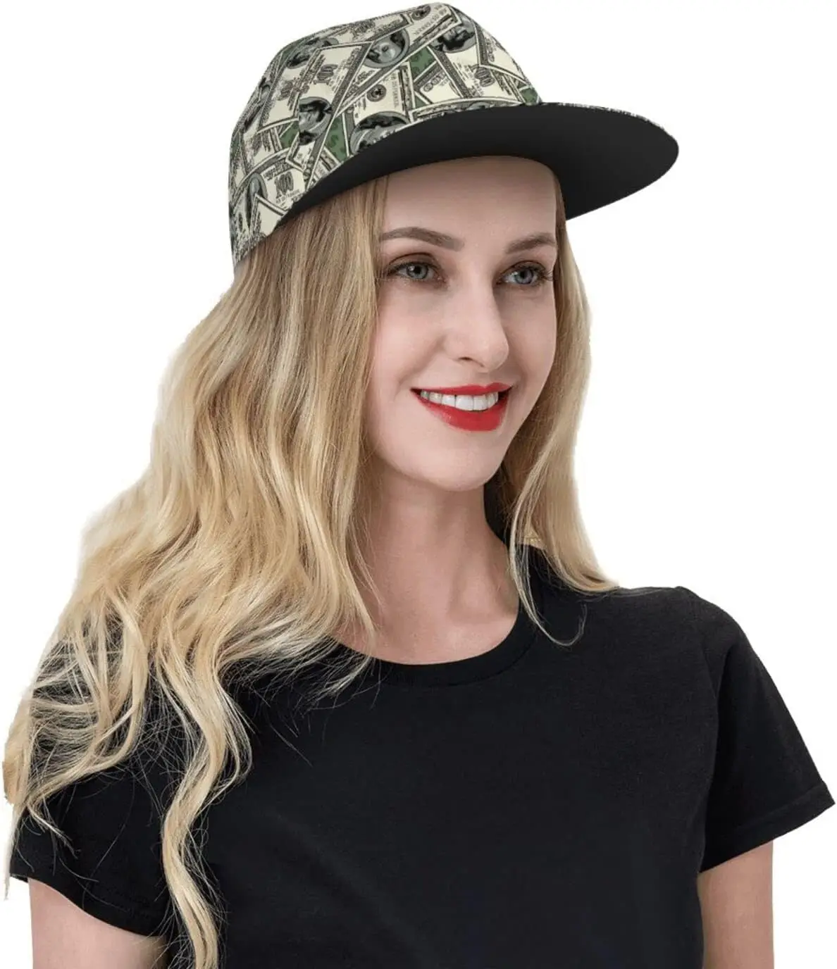 US Bill Dollars Snapback Hat for Men Women,Hip Hop Style Cool Flat Bill Hats Adjustable Baseball Hat