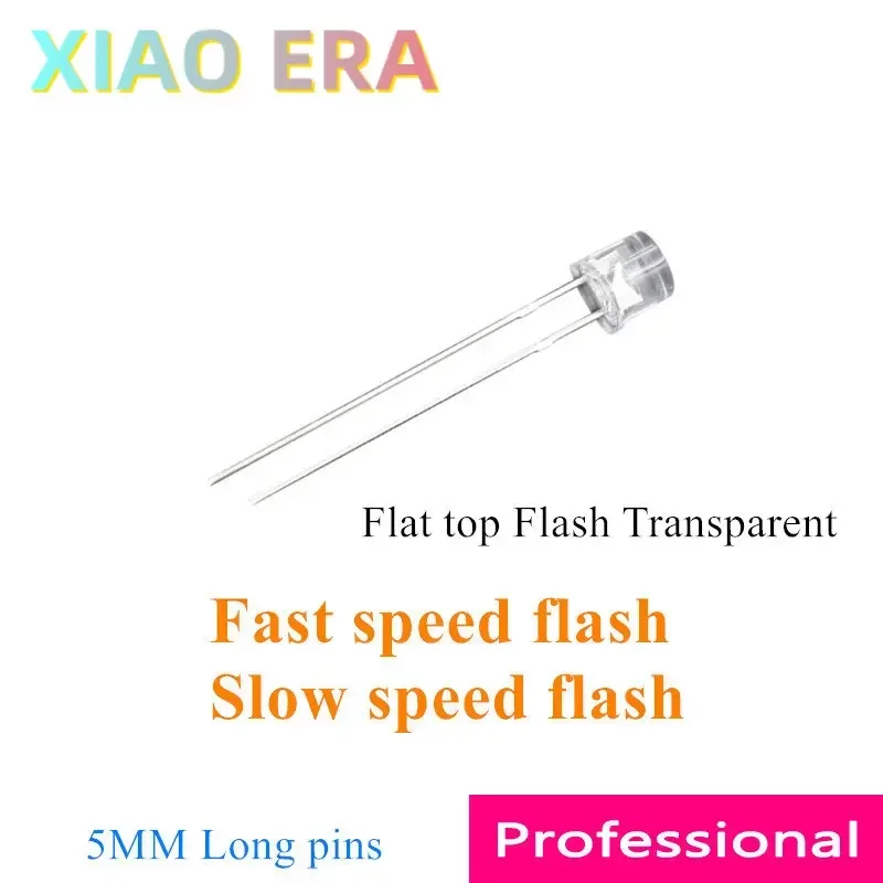 1000 adet 5 MM Düz üst LED RGB Hızlı hızlı flaş Yavaş hızlı flaş LED Üst düz 2 Pin 7 yedi renk Uzun pin Şeffaf