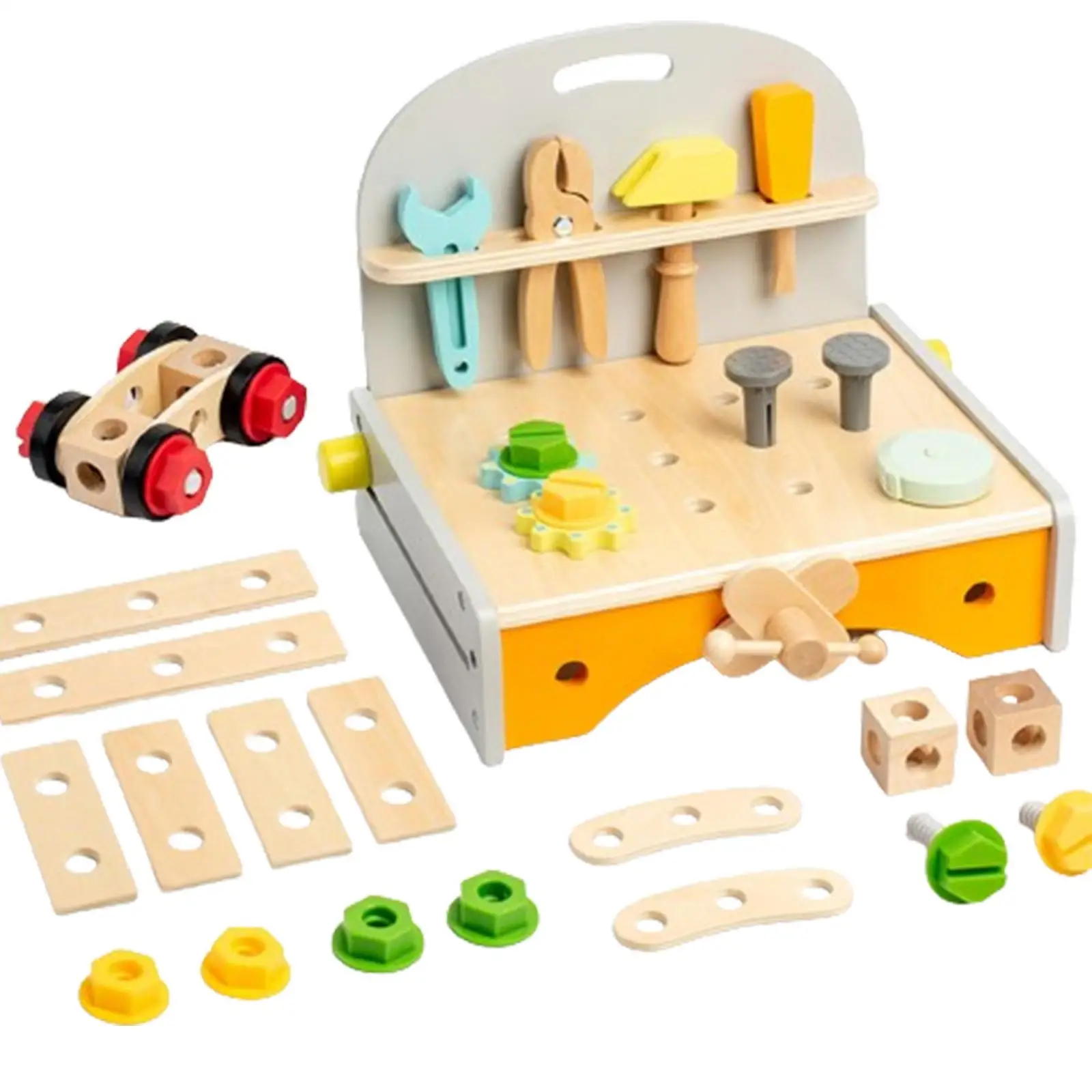 Kids Wooden Workbench and Tool Set Learning Activities Realistic Pretend Play Tool Kits for Kids Boys and Girls Birthday Gift