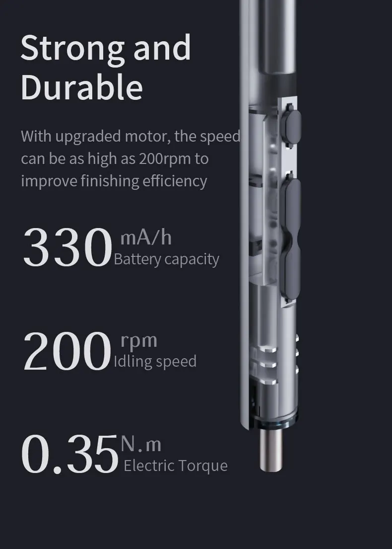 51-teiliges Präzisions-Schraubendreher-Set, Metallgehäuse, 0,25–0,35 N·m, 48 S2-Bits, 350 mAh wiederaufladbar, für die Reparatur von Elektronikgeräten und für Heimwerkerprojekte. – Detail 12