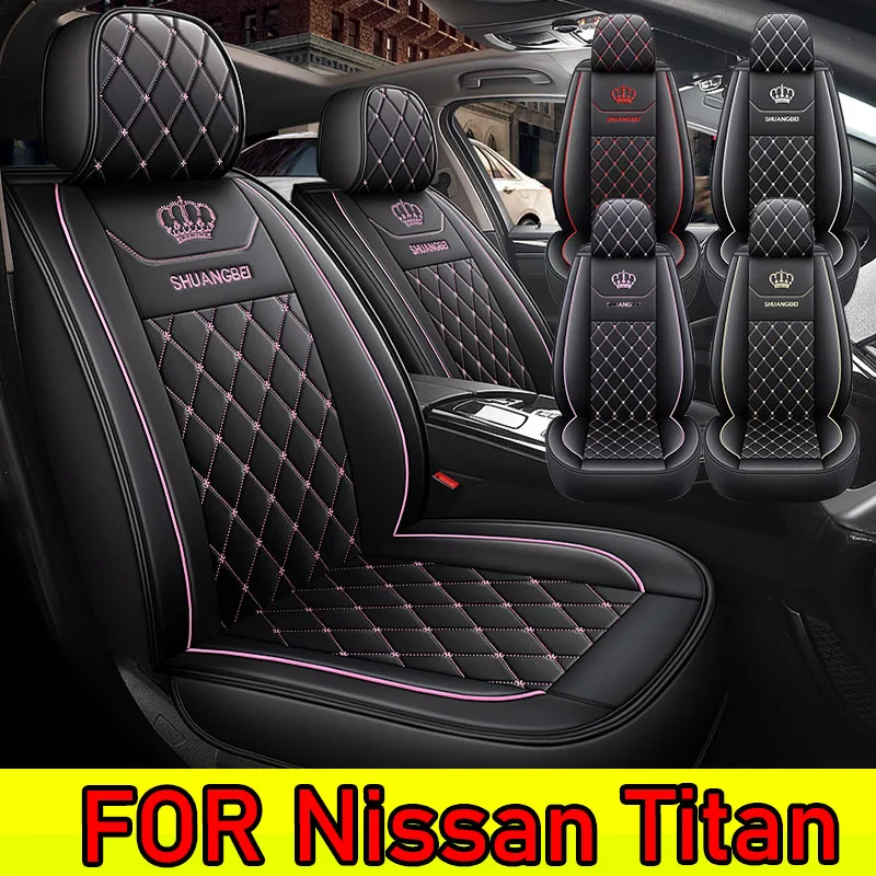 

Чехол на автомобильное сиденье для Nissan Titan, высококачественный чехол на сиденье из искусственной кожи с вышивкой в виде короны, водонепроницаемый и износостойкий
