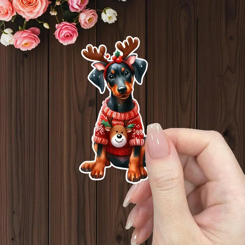 

Doberman Dog Reindeer Antlers Christmas Car Motorcycle Sticker Festive Decal to Add Holiday Charm to Your Auto Moto