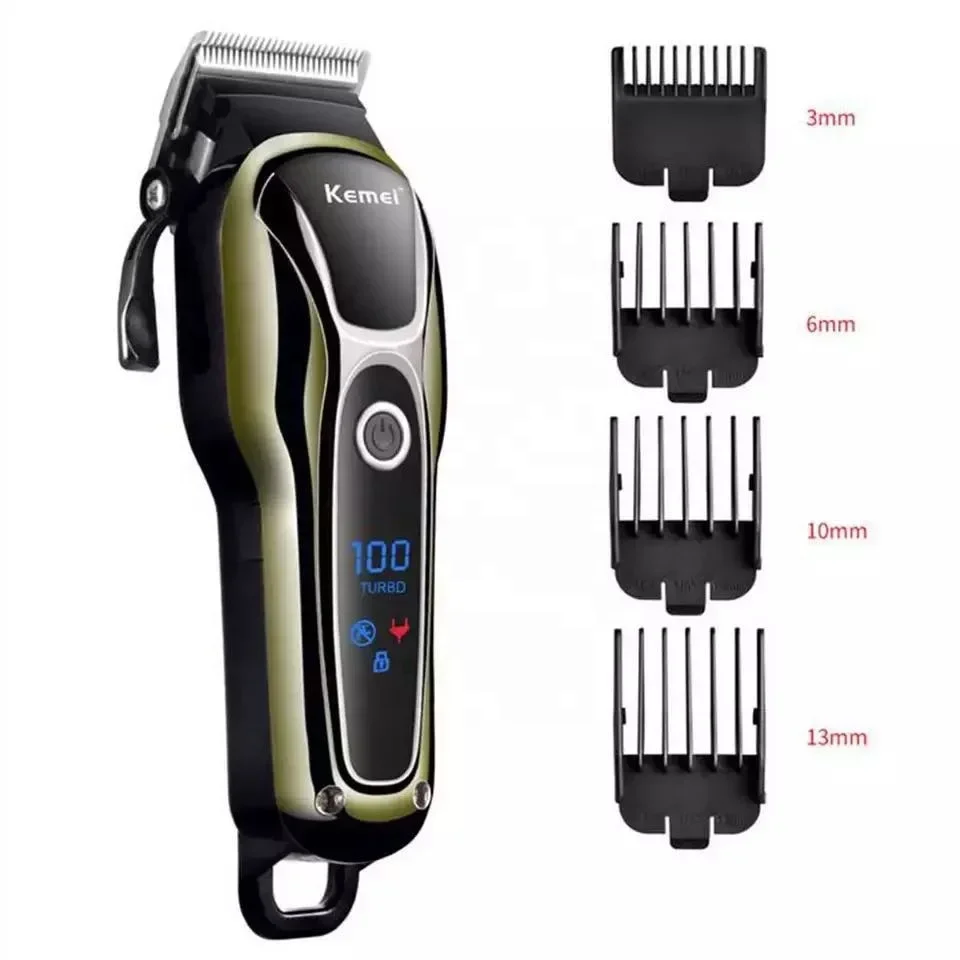 Kemei KM-1990 atualizado LCD digital de alta potência máquina de cortar cabelo elétrica push clipper