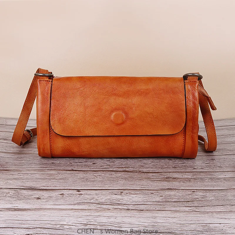 

Винтажная женская сумка, новинка 2025 года, сумки на плечо из натуральной кожи с ручной росписью, однотонная мягкая сумка-мессенджер из воловьей кожи для отдыха