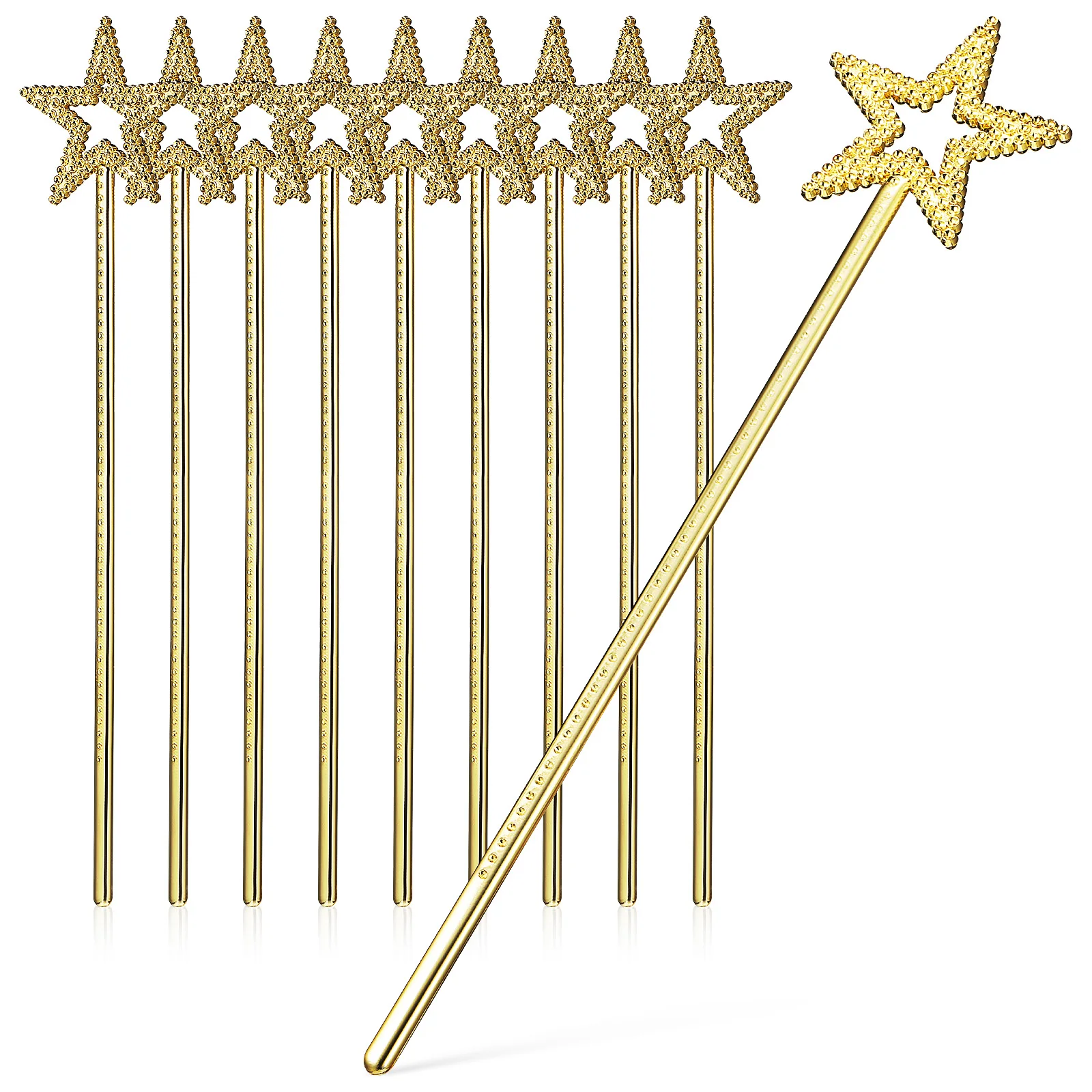 

10 Golden Scepter Shiny Rhinestone Birthday Party Supplies Glitter Props Fairy W Set Dress Up Cosplay Halloween Christmas