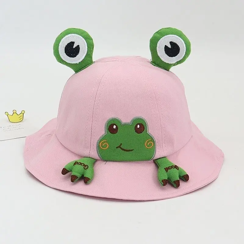 Cartoon Frog Baby Bucket Hat Breathable Soft Cotton Infant Boys Girls Fisherman Cap Outdoor Travel Toddler Sun Hats