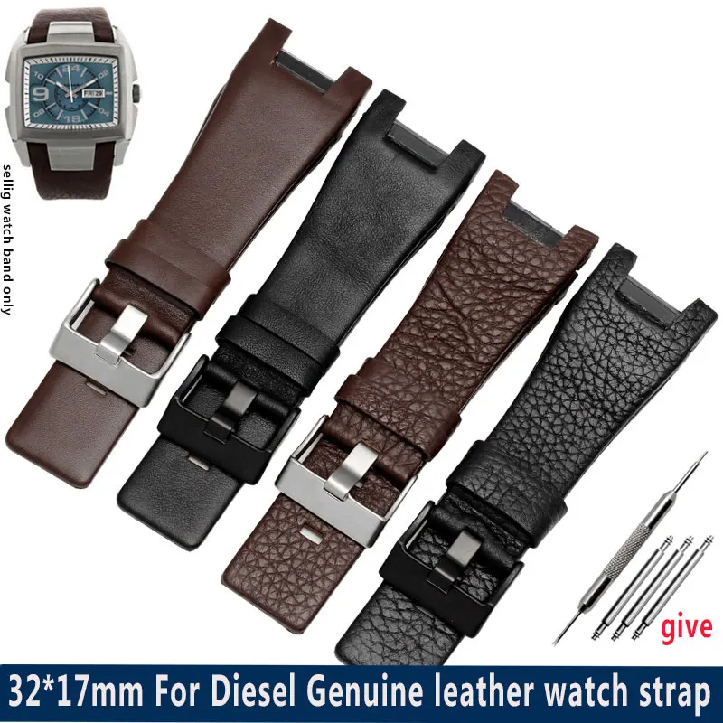 Genuine Leather Watch Strap For Diesel DZ1216 DZ1273 DZ4246 DZ4247 DZ4287 Bracelet Mens Watchband Wristwatches Notch Band 32mm