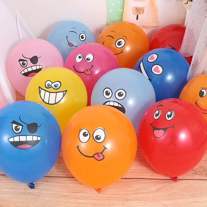 Zufällige Farben, lustige Emotionsballons, Smiley-Gesichtsballons und Skelettgesichter in verschiedenen Farben für Partydekorationen