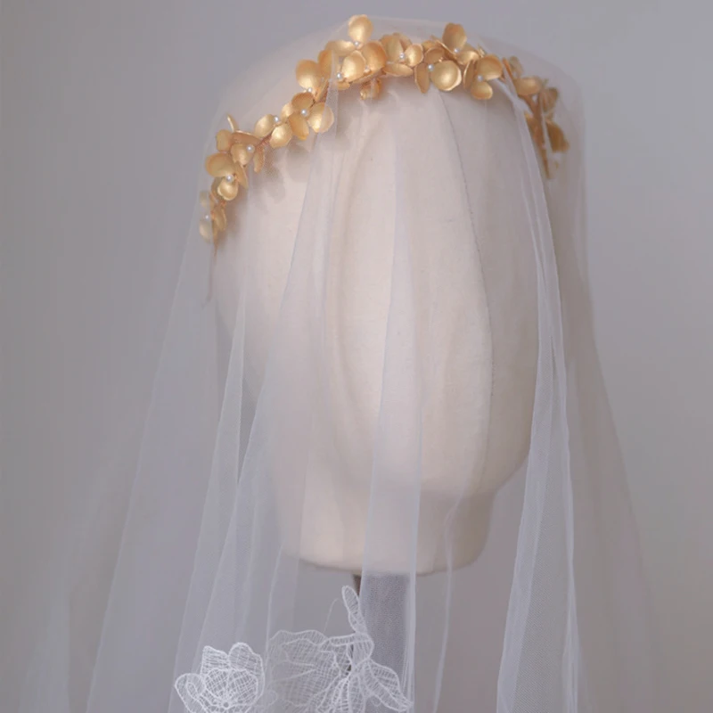 خمر النحاس زهرة الزفاف تاج الزفاف الشعر تيارا اليدوية النساء حفلة موسيقية هيرباند الفتيات خوذة #2