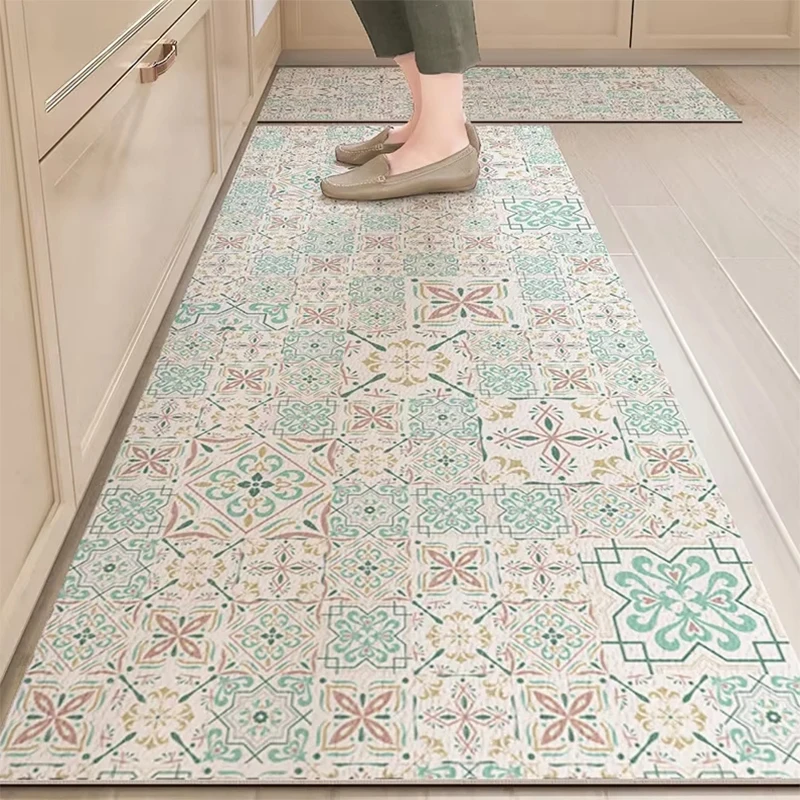 

Kitchen Rugs Waterproof Floor Mat Leather Carpet Mats Non-slip Area Rug Oil-proof Home Decoration 주방바닥매트 Pvc주방매트 שטיח למטבח