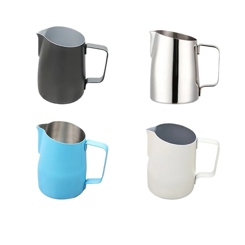 Coffee Latte Milk Tank 304 Stainless Steel Oblique Latte Cup with Scale Coffee Latte Tank Milk Cup