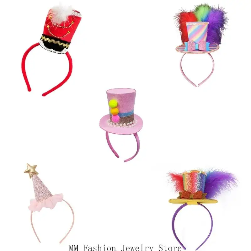 

D0UB Girl Mini Top Hat Оболочки с блестящими блестками детская шляпа по случаю дня рождения