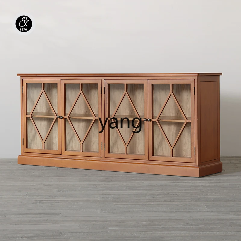LMMsolid wood side cabinet, French retro locker, American country entrance cabinet