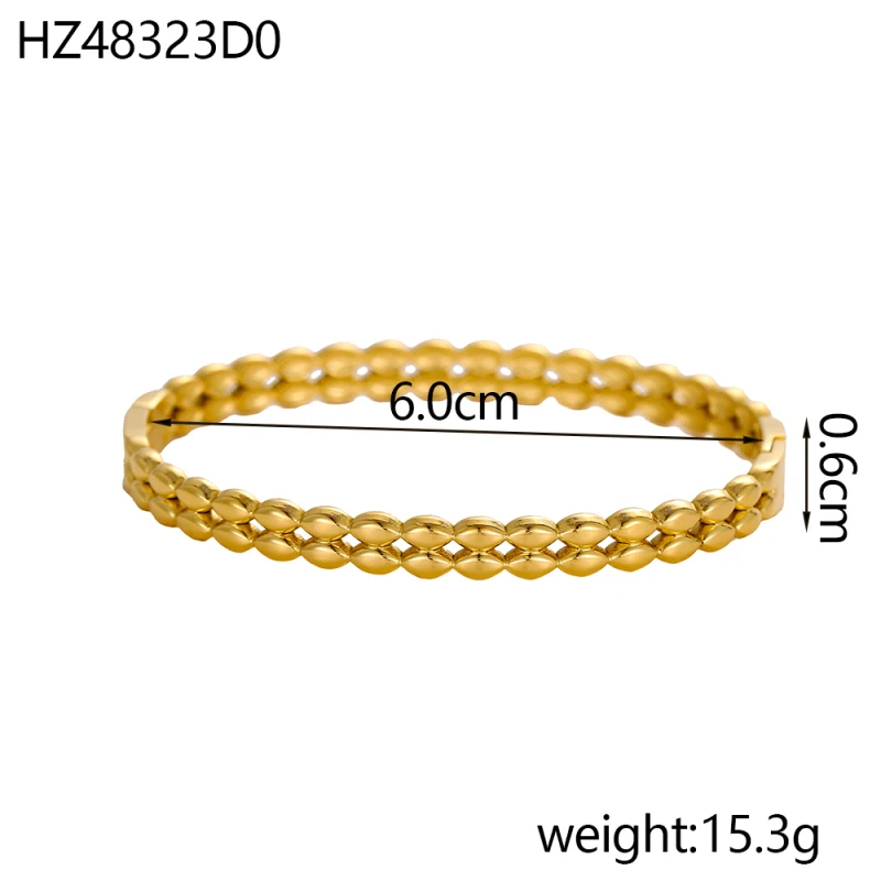 Neue Mode vergoldet minimalistische stapelbare Armreif Produkte Textur geometrische Edelstahl Armband für Frauen Mädchen Geschenk – Detail 6