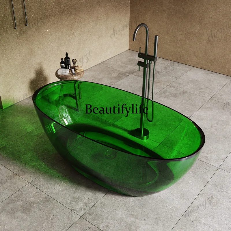 Transparent resin, bathtub oval artificial stone bathtub freestanding one-piece molding thin edge