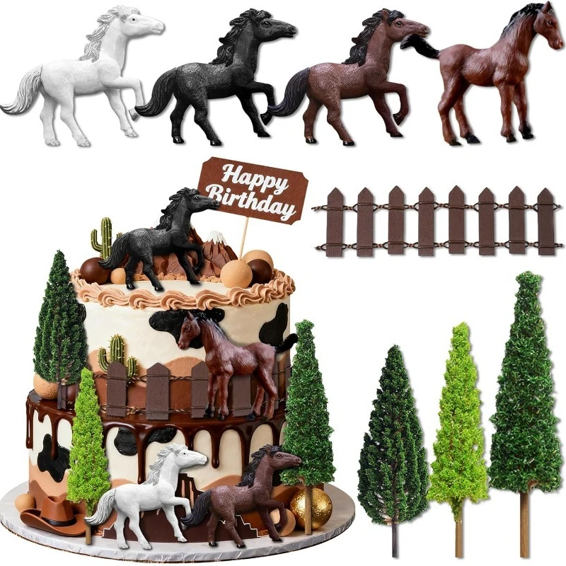 8Pcs Horse Cake Top…