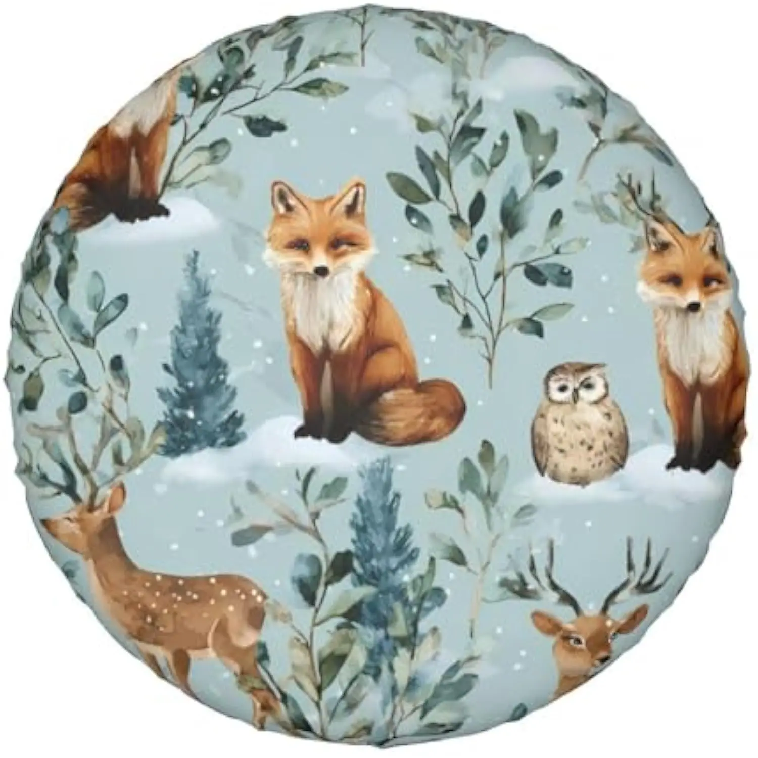 

Чехол для запасного колеса с изображением зимних животных (лиса, олень, сова) из прочного винила для автодомов, внедорожников и грузовиков