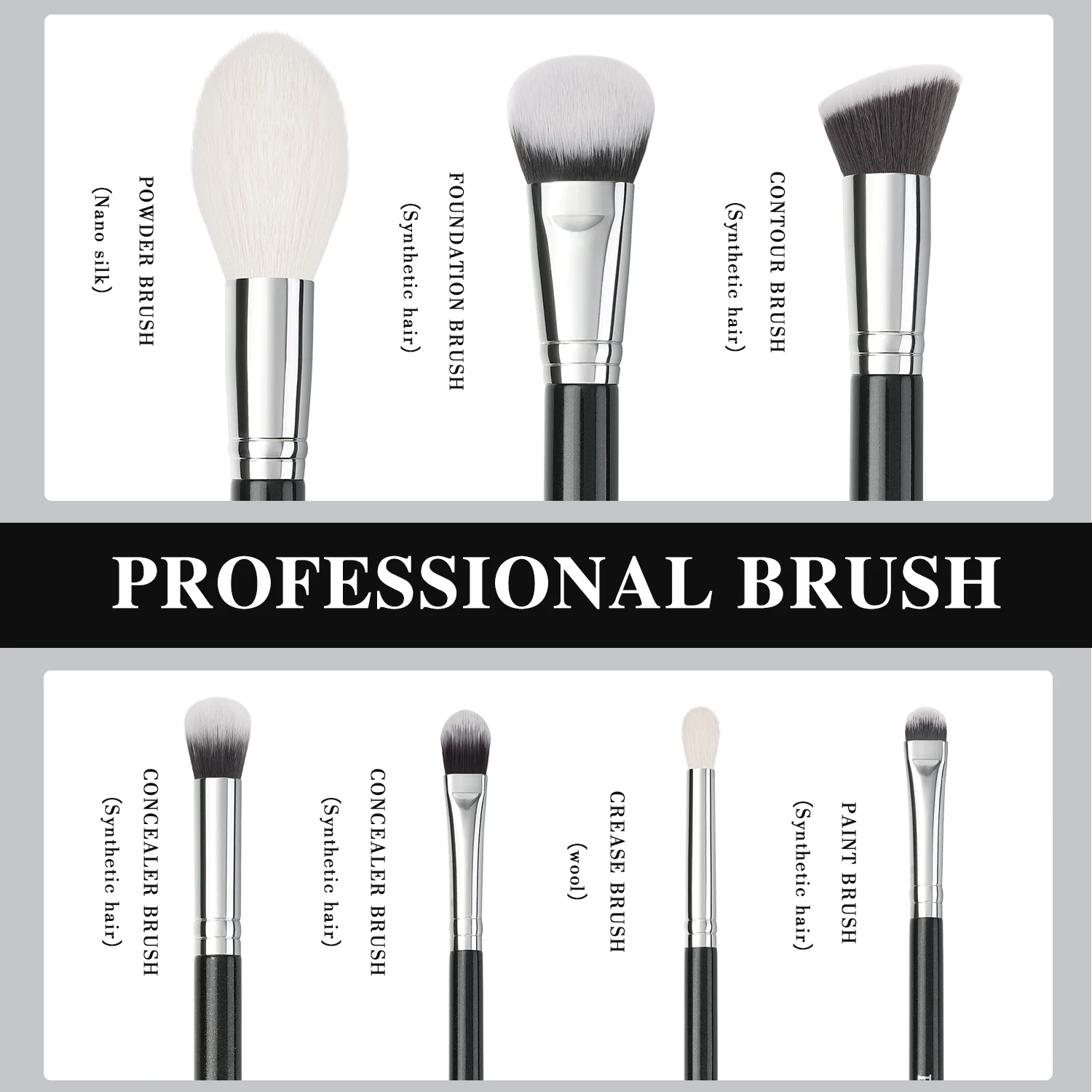 BEILI Black Makeup brushes set Professional Natural goat fiber hair brushes Foundation Powder Contour Eyeshadow make up brushes