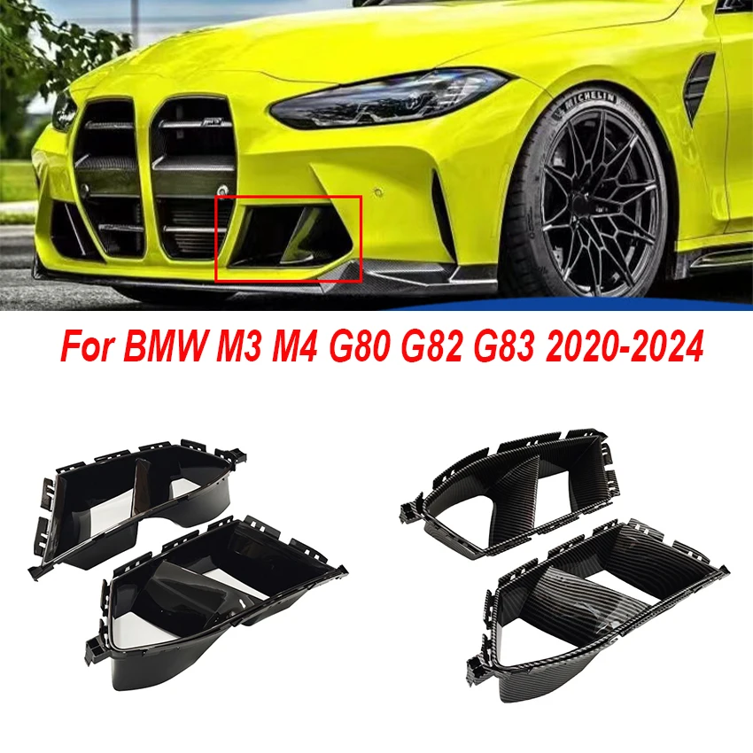 

2020 - 2024 For BMW M3 M4 G80 G82 G83 Front Bumper Air Inlet Grille Side Vents Decorative Lip High Quality ABS Carbon Fiber Look