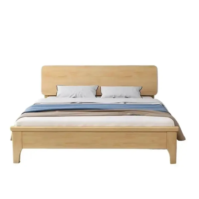 

All solid wood bed 1.35m single small apartment 1.8 meters, modern simple double bed frame, log