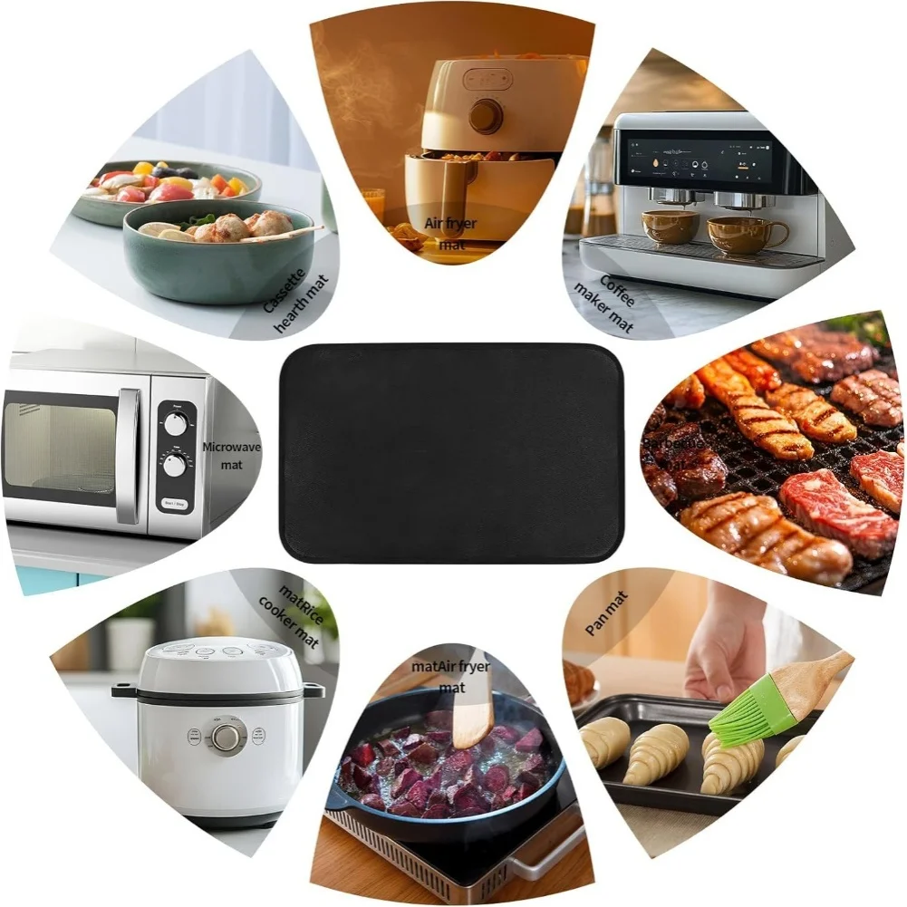 For Kitchen Appliances Black Air Fryer Mat Fireproof Up To 550 Waterproof And Oil-proof Easy To Clean For Air Fryer view 6