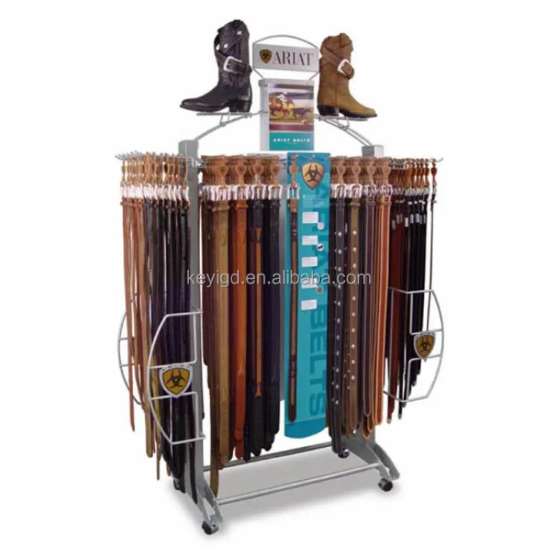 custom.Custom Modern Retail Store Metallhakenständer Gürtel Display Rack mit Werbetafel