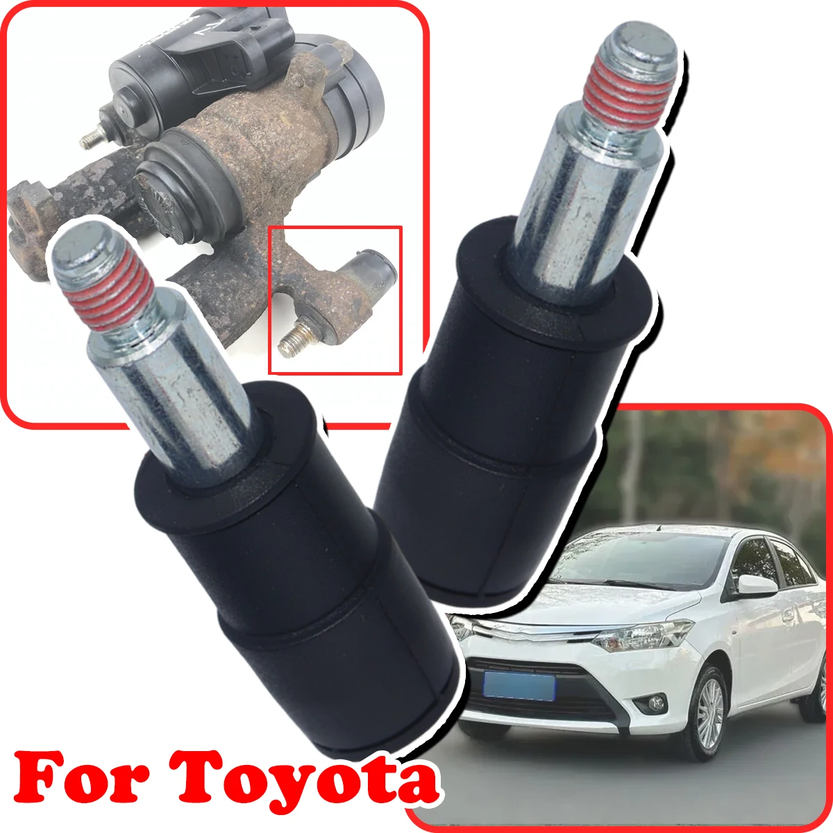 

For Toyota Yaris / Vitz / Vios Car Front Brake Caliper Slider Guide Pins Bolt Kit Left Right Disc Housing Bellows Sleeve Bushing