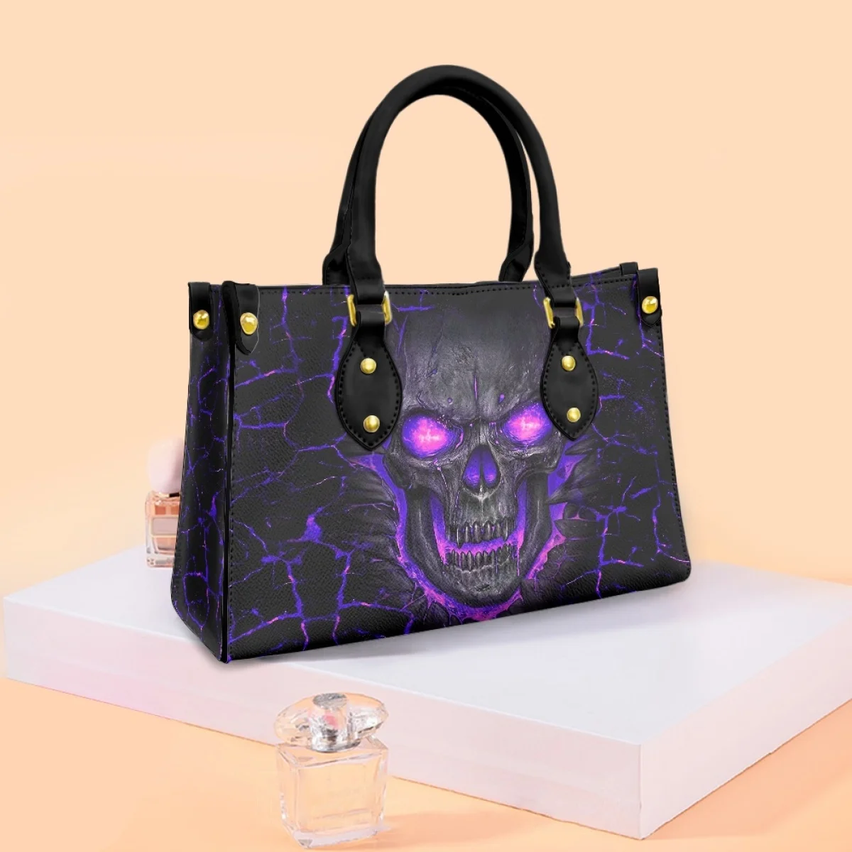 Horrible Skull Heads Ladies Handbags Luxe Purple Flame Shoulder Bags Female High Street Fashion Women's Bags Famous 2022