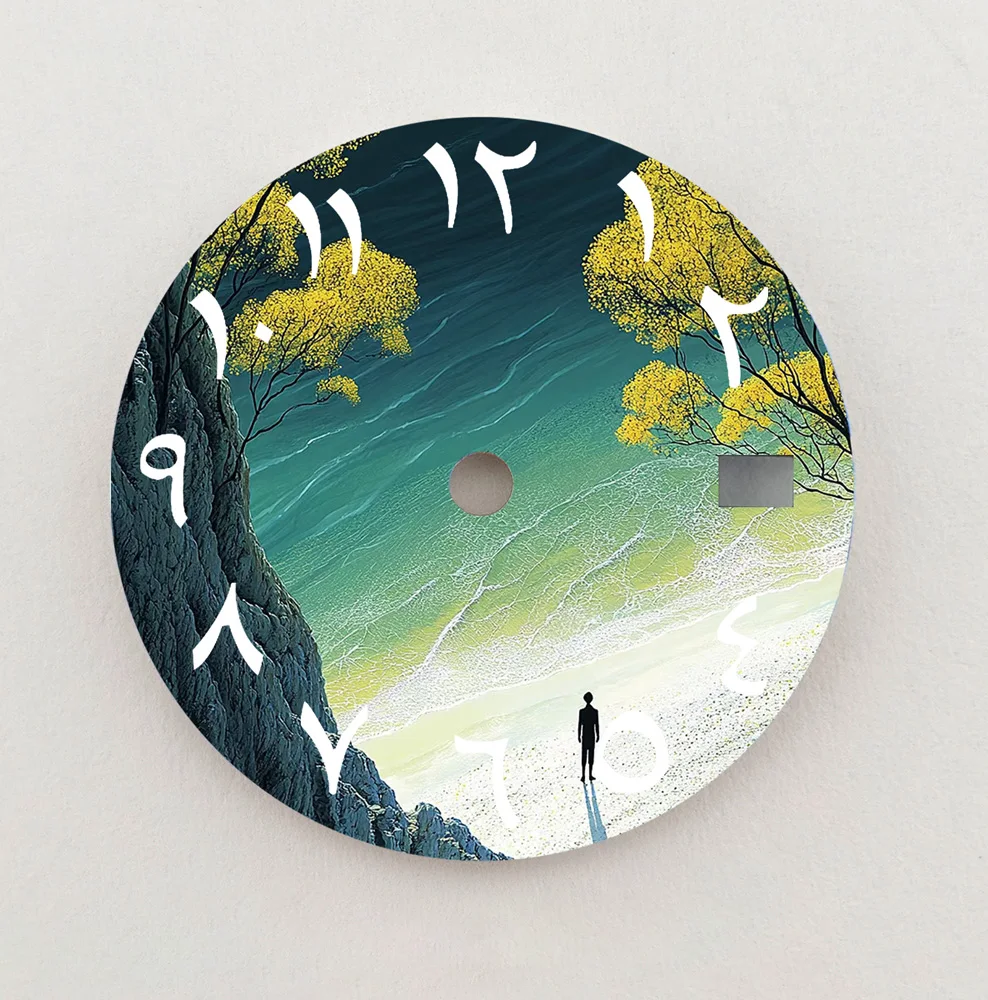 NH35 Quadrante Paesaggio Naturale Quadrante 28.5mm Numeri Arabi Quadrante NH36 Quadrante Fit NH35/6 Movimento Orologio Parti di Ricambio LOGO Personalizzato