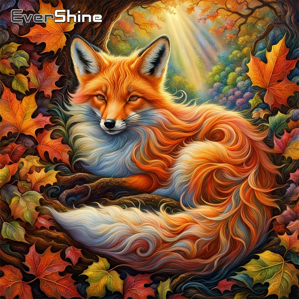 

Алмазная вышивка EverShine: Картина «Лиса» с полной выкладкой стразами, мозаика, изображение животного, кленовый лист, DIY, ручная работа, хобби