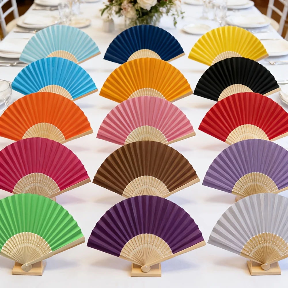 15pcs Bohemian Bamboo Folding Hand Fans Suitable for Weddings, Parties, Home Decor - Multicolor Portable Cooling Fans with, Ligh