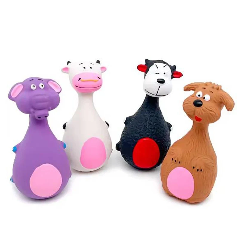 Funny Fat Bellied Cartoon Latex Squeaky Dog Toy Bite Resistant Sounding Interactive Chew Toy for Small Medium Dogs