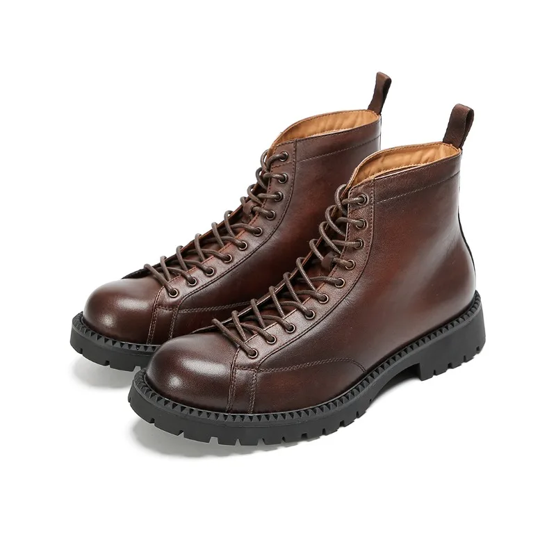 Retro Mens Genuine Leather Ankle Boots Luxury Handmade Comfortable British Style 2026 New Fashion Social Business Shoes Man