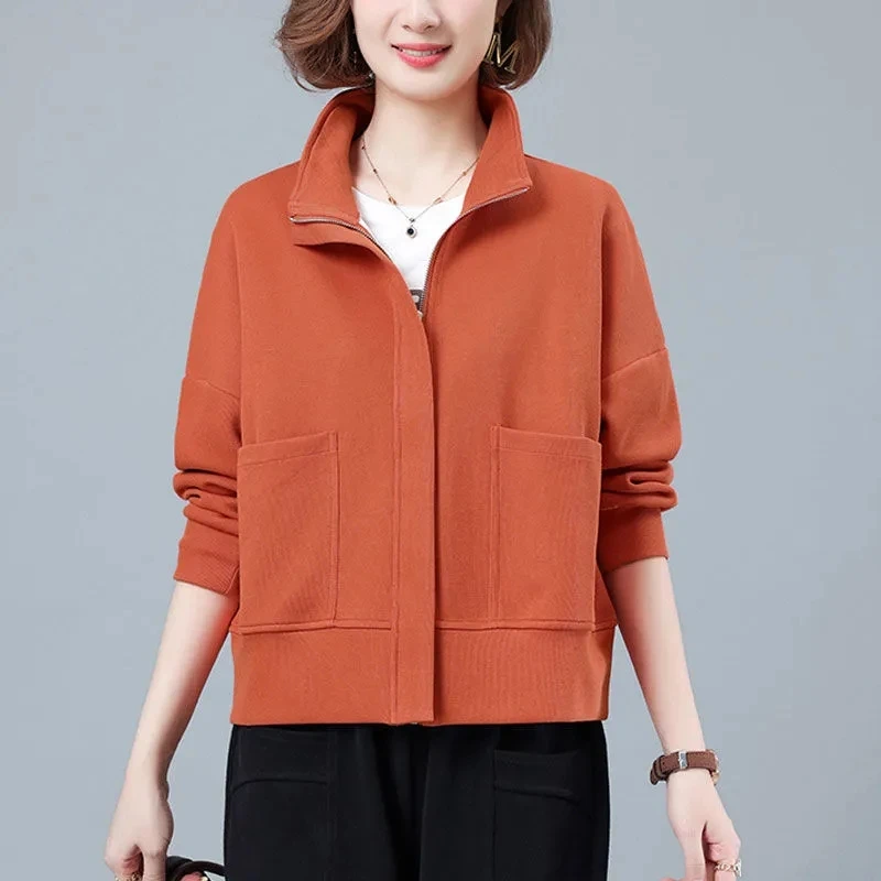 

Women Coat Jacket 2023 New Middle-aged Woman Sweatshirt Spring Autumn Short Cardigan Loose Baseball Versatile Casual Jacket Top