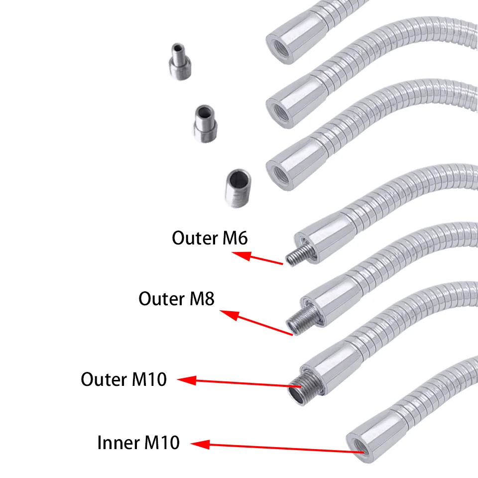 Imagem -03 - Universal Metal Mangueira Tubo Serpentina Shaped Lâmpada Led Machine Tool Gooseneck Tubo Ondulado m8 M10 Diâmetro 16 mm