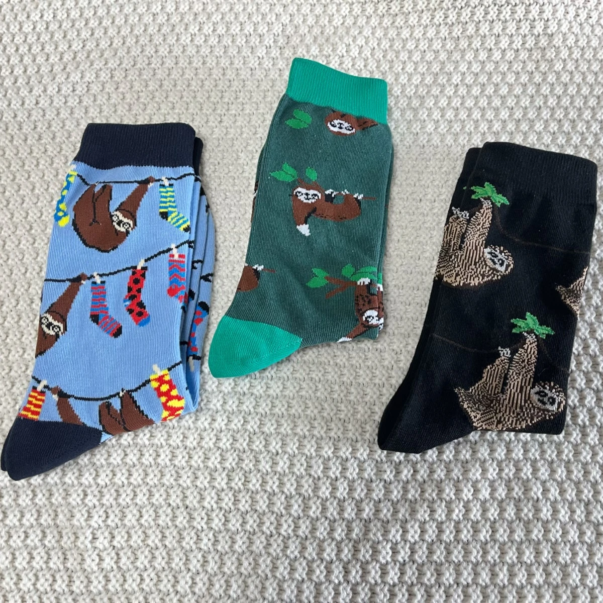 1 Pair Unisex Socks Cartoon Cute Sloth Print Breathable Middle Tube Socks Suit In All Seasons For Daily