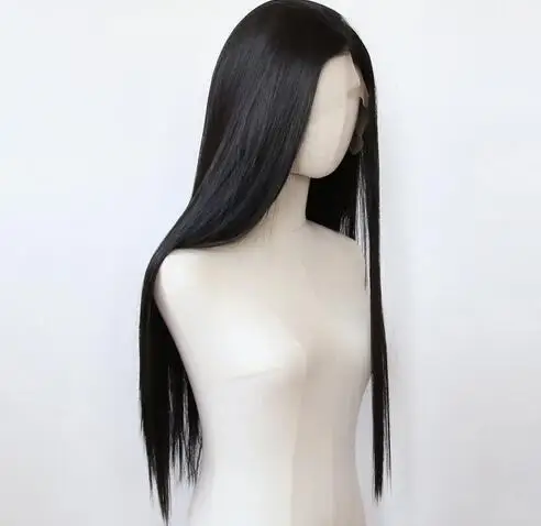 Natural Black 13x6inch Synthetic Lace Front Wig Long Straight Jet Black Lace Front Synthetic Wig Pre Plucked Natural Hairline