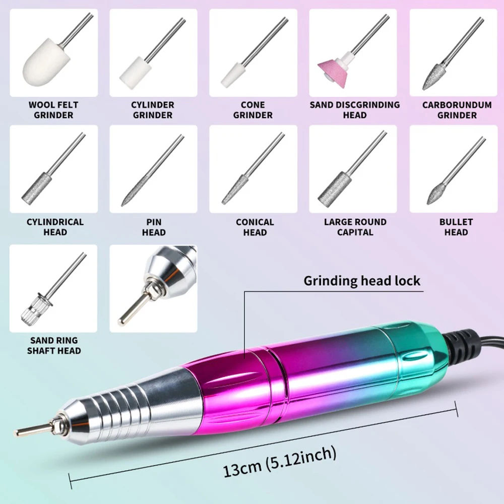 45000 RPM Nail Drill Machine Rechargeable Nail Polishing Lower Noise Electric File Nail Sander for Manicure Nail Salon Home Tool