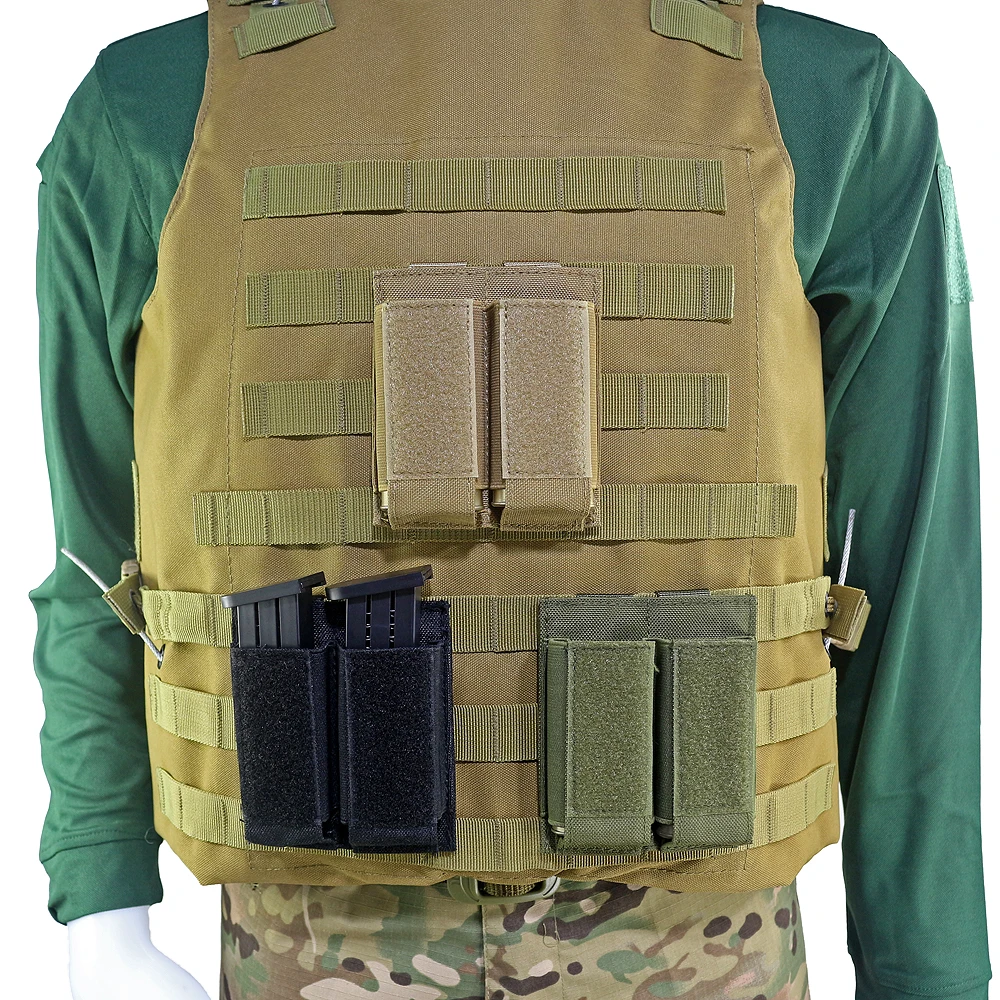 Duplo 9mm Tactical Pistol Magazine Pouch, Mag Holster, Suporte com liberação rápida e MOLLE, compatível para Glock M1911 e 92F