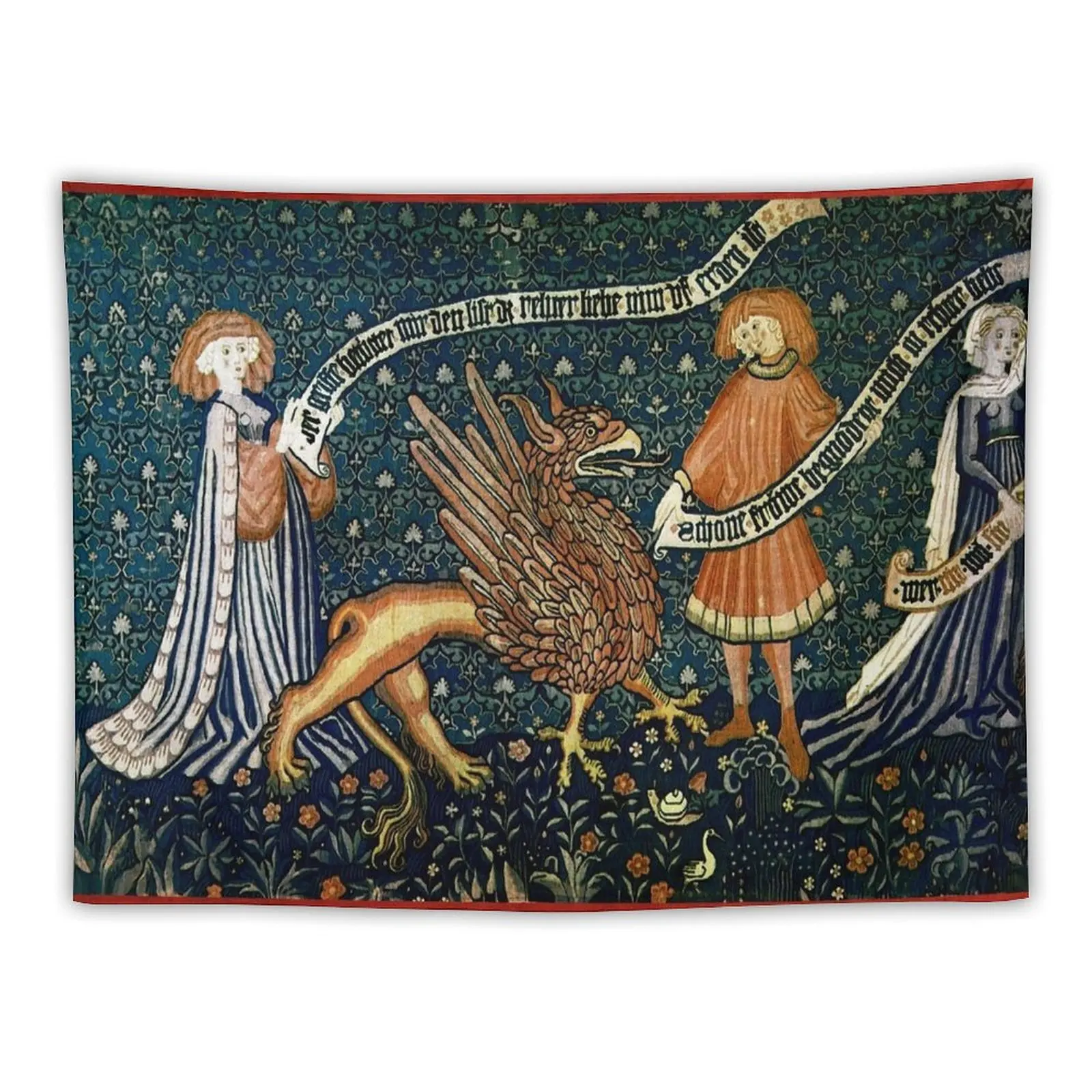 ANTIQUE LOVE Tapestry WITH GRIFFIN Medieval Bestiary Tapestry Bedroom Deco Decorative Wall Bedroom Decoration Funny Tapestry