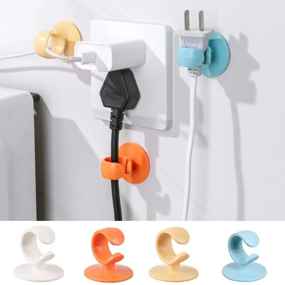 Plastic Plug Hook Multifunctional Wall Adhesive Non-marking Plug Storage Holder Nail-free Cord Storage Rack Office