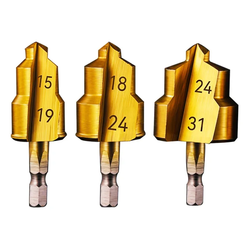 

Hexagonal Handle PPR Lifting Drill Bit 31/24/19 Step Drill for Water and Electricity Pipe Multi-Layer Boring Hole Expansion