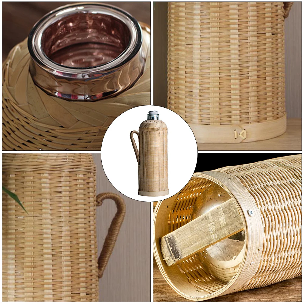 

1Pcs Traditional Bamboo Insulation Kettle Handmade Thermal Bottle Practical Water Bottle for Home Office