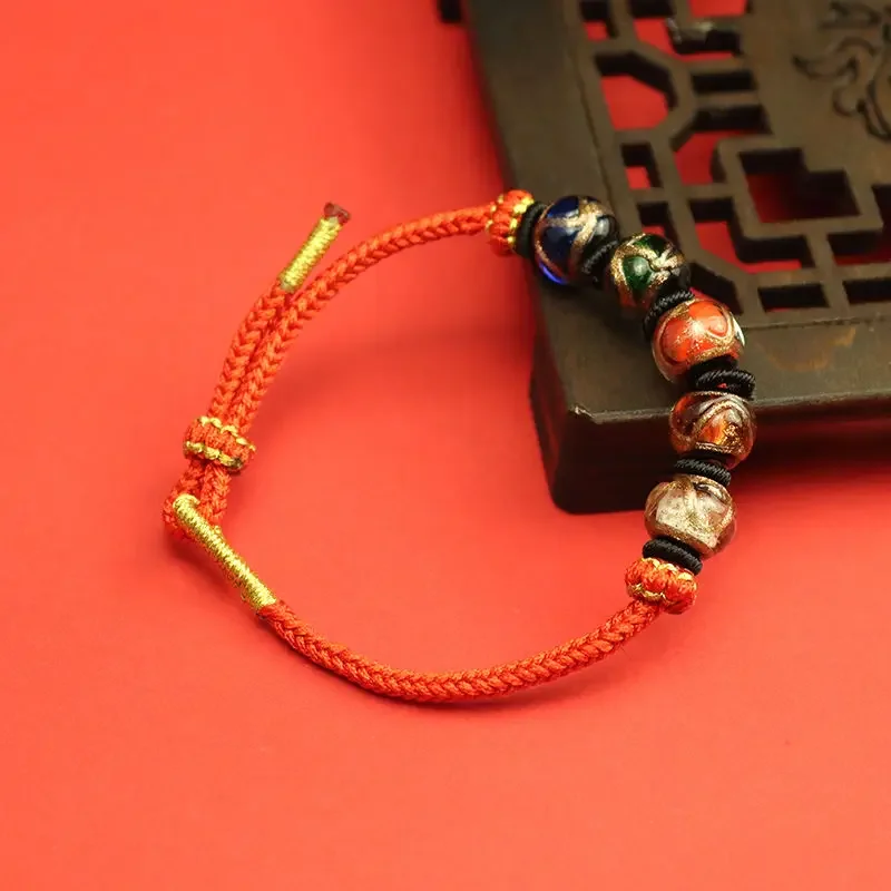 البخور رماد الصقيل سوار خمسة ألوان متعدد الكنز الذهب الحرير الصقيل بوذا حبة سحر HandString للرجال والنساء زوجين