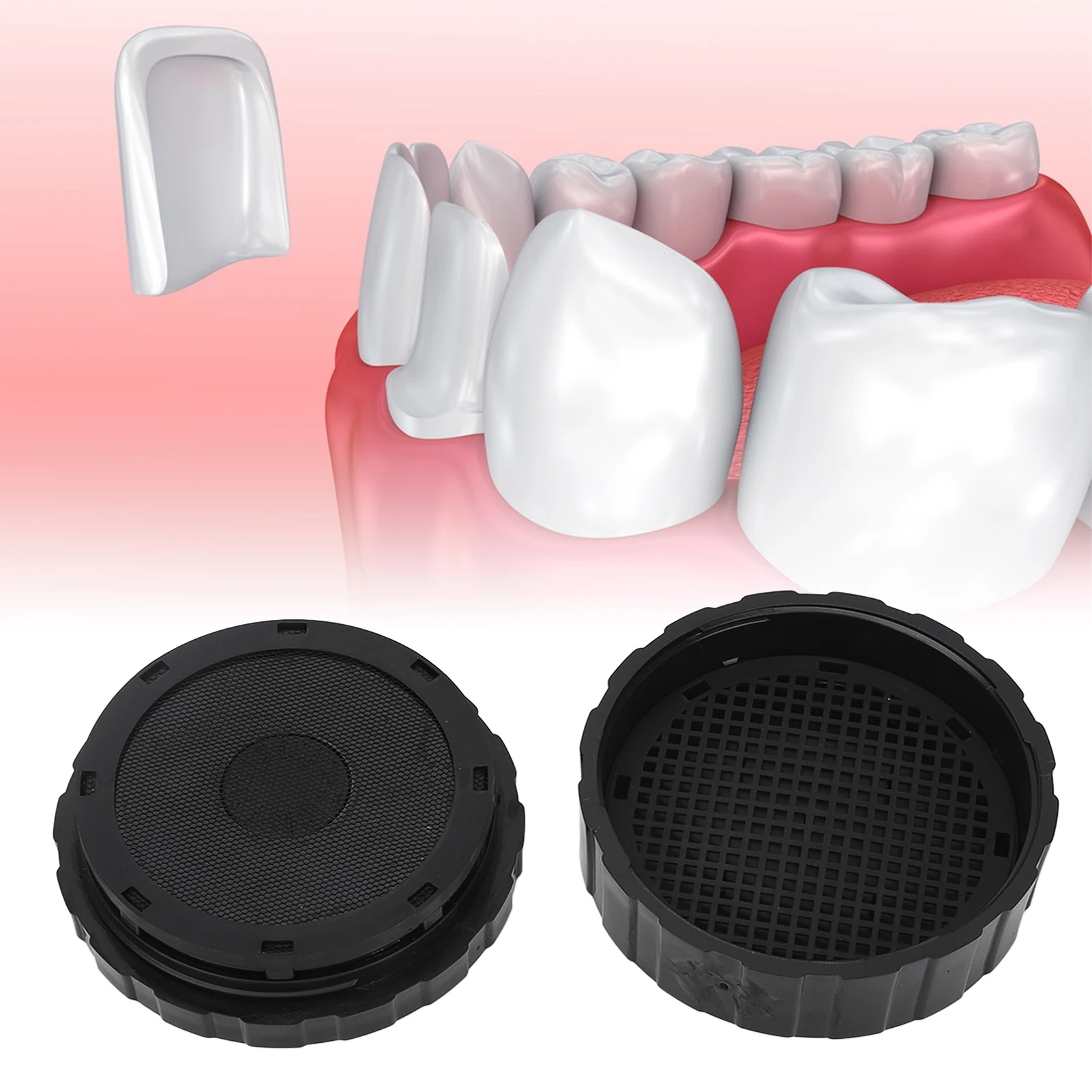 Denture Veneer Processing Box Round Shape Reusable Black Denture Storage Box with Spare Pad